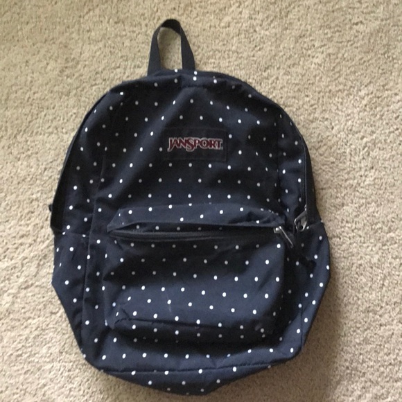 black and white polka dot jansport backpack